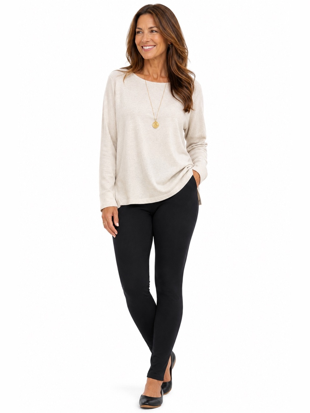 Eileen Fisher Tencel Stretch Black Leggings Large